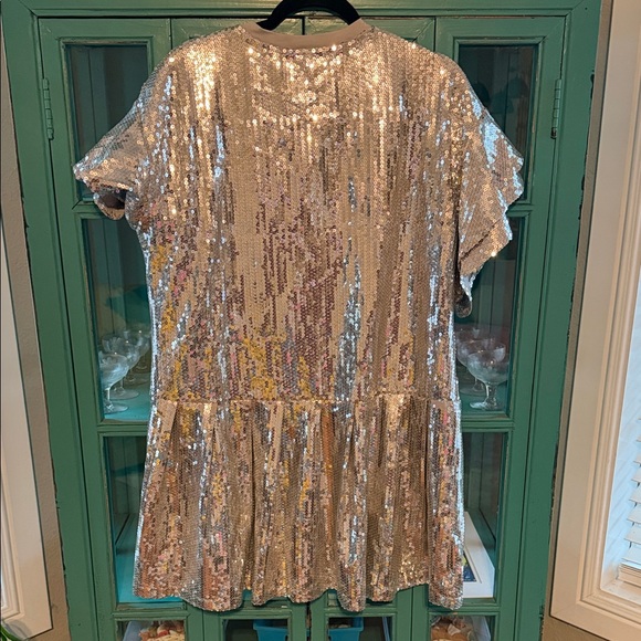 QUEEN OF SPARKLES Silver Sequin Mini Dress NWT - Picture 6 of 6